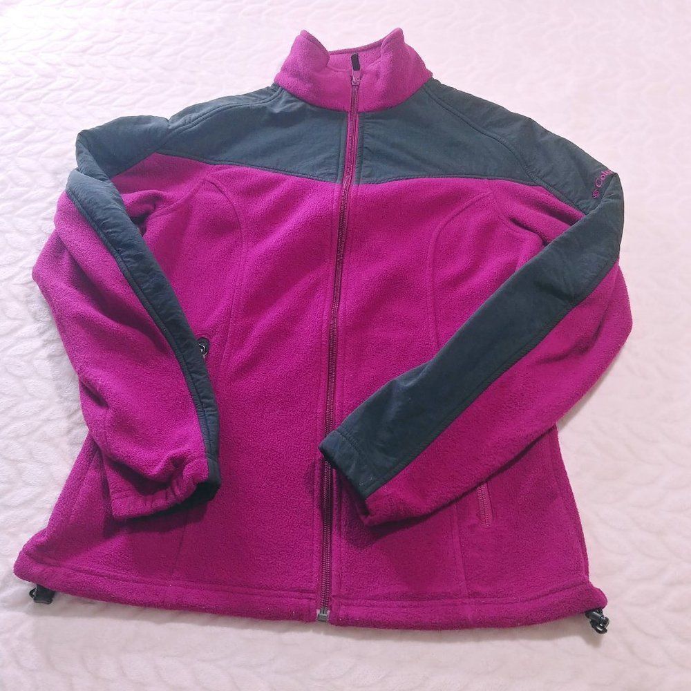 Columbia Womens Sweater Jacket S Black Pink Fleece Long Sleeve Full ZiP Casual
